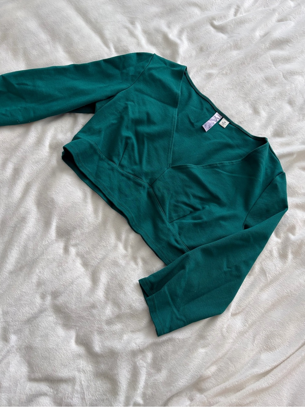 Alya Women's Deep Teal V-Neck Long Sleeve Top